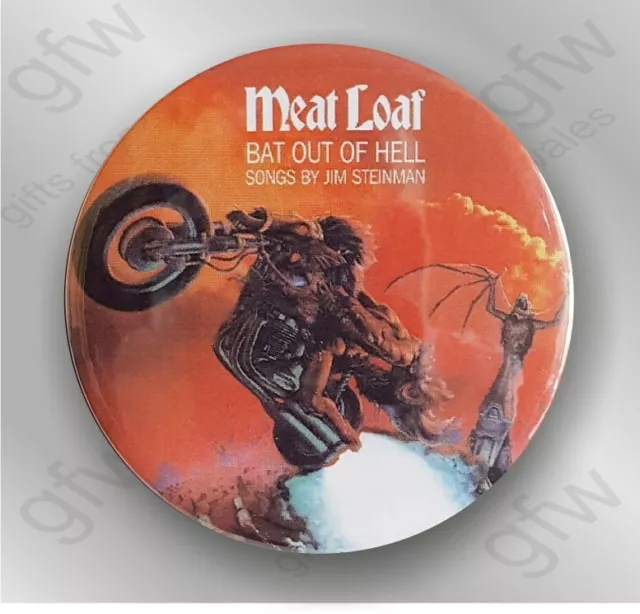 Meatloaf (from album cover Bat out of Hell) - Large Button Badge - 58mm diam.