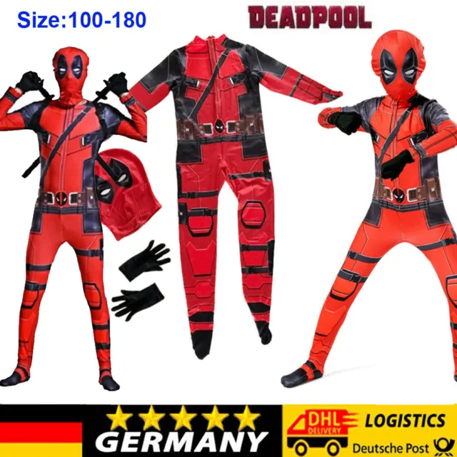 DHL Kinder Erwachsene Superheld Deadpool Cosplay Kostüm Overall Junge Karneval