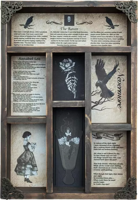 Rustic Edgar Allan Poe Poems Cabinet of Curiosities,Victorian Gothic Decor for S