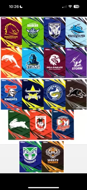 2024 NRL Traders - Complete Base Set 9 Cards - Pick Your Team