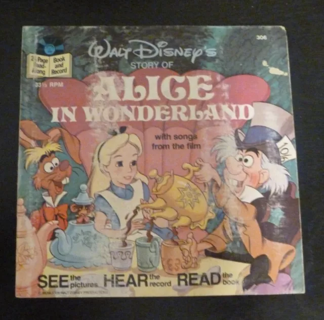 WALT DISNEY ALICE In Wonderland Story Read-Along Book and Record 1977 ...