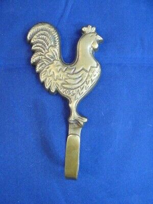 Vintage Solid Brass Rooster Towel / Coat Hook-5" Tall