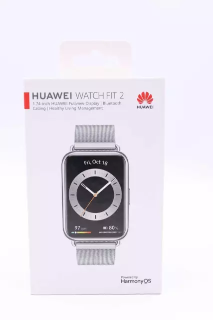 Huawei Watch Fit 2 Silber Edelstahl mit silbernem Milanaise Armband Smartwatch