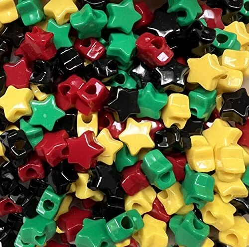 Star Beads Rasta Mix Red Yellow Green Black13mm Pony Beads Large Hole Made in... Star Beads Rasta Mix Red Yellow Green Black13mm Pony Beads Large Hole Made in...