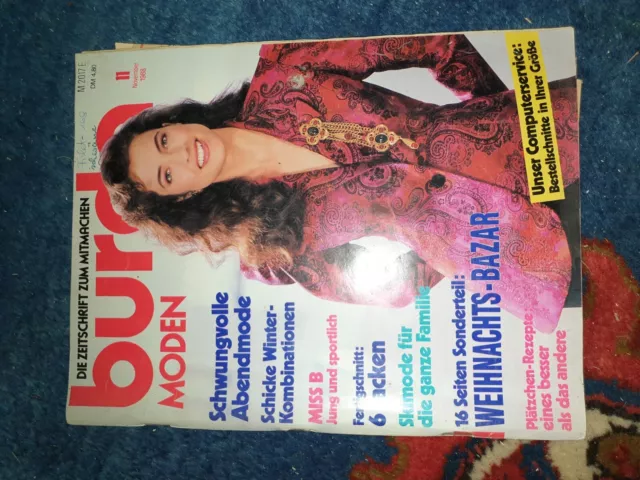 Burda moden, Heft 11, November 1988, Vintage, Schnittmuster, Nähen, Stricken