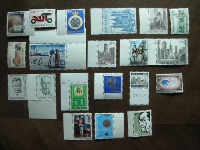 Belgien 1971/72: 20 Marken aus Mi.-Nr. 1624-1704 postfr., dabei 2 mit Druckdatum