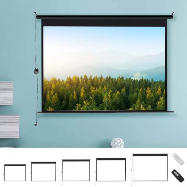 Electric Motorized Projector Screen Home Cinema 72/84/92/100/120inch with Remote 3