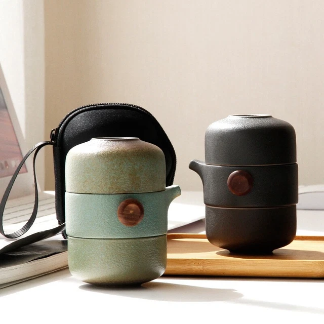 Latas de té de cerámica tapa taza de té japonés hecho a mano soporteF4F6