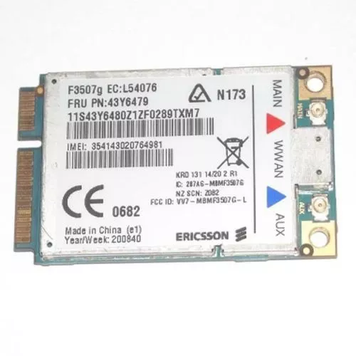Ericsson IBM Lenovo F3507G 43y6513 43y6537 43Y6479 60Y3205 3G HSPA WWAN Card GPS