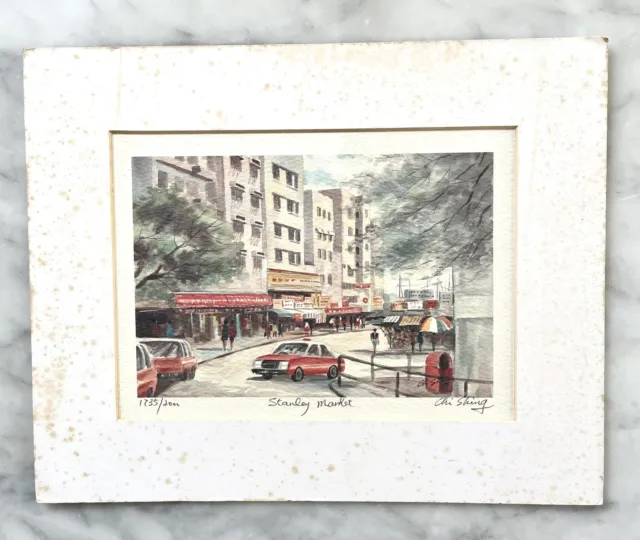 Small Painting of Vintage Stanley Market by Chi Shing 17.5cm x 12.5cm