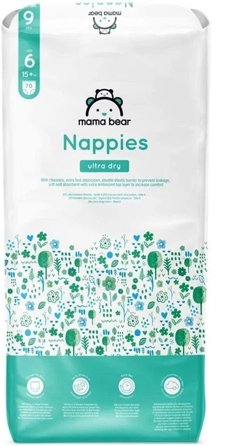Amazon-Marke: Mama Bear Ultra Dry Windeln Größe 6 (15+ kg), Weiß, 70 Stück (1-er