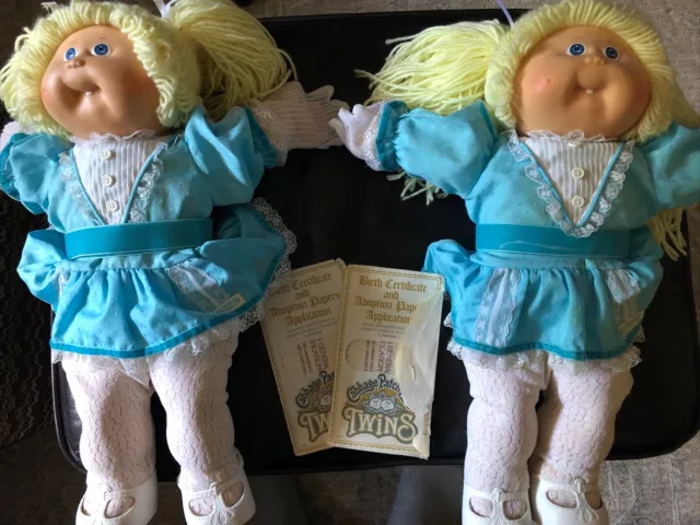 Vintage! 1985 Cabbage Patch Girl Twins Blonde Hair Blue Eyes. Limited Edition
