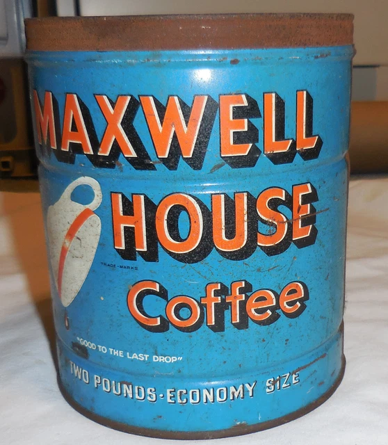 1 Maxwell House Coffee Tin Can Two Pound Size EMPTY no Lid VTG