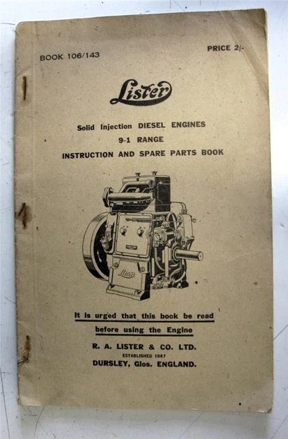 Solid Injection Diesel LISTER SOLID INJECTION Diesel Stationary Engine Handbook Parts List ...