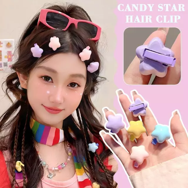 Candy Star Hair Clip Sweet Cute Bangs Clip with Side Clip Female Hair F9♻