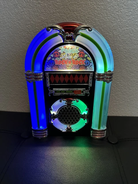 Rock N Roll 60s Tabletop Jukebox Illuminated And Musical Centerpiece 3 Songs