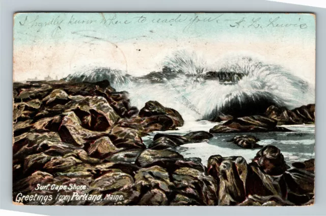 Scenic Greetings, Surf, Cape Shore, Portland Maine Vintage Postcard