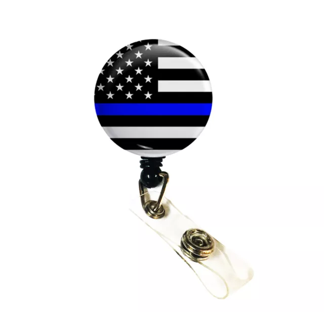 POLICE THIN BLUE Line ID Badge Retractable Badge Reels / Holder - Spartan  $6.99 - PicClick