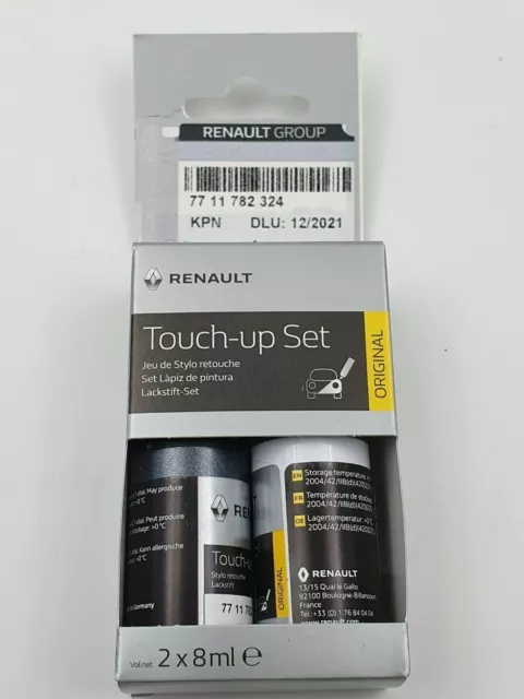 Original Jeu Stylo Retouche Peinture + Vernis Renault Kpn Gris Titanium