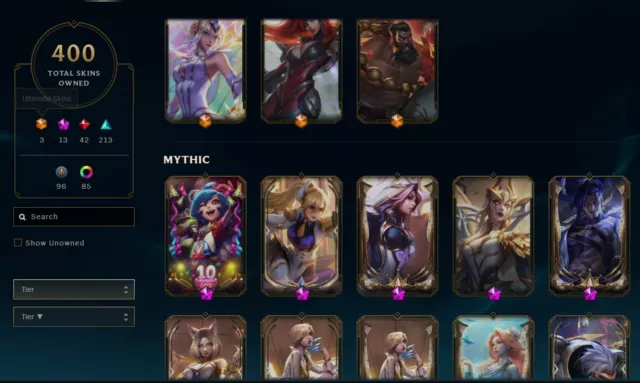 League of Legends Account EUW / Emerald 4 / 1163 Skins / 700 Icons