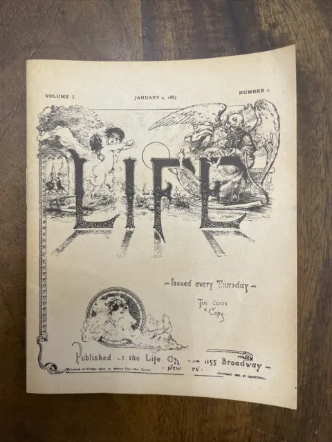 LIFE Miniature MAGAZINE BOOKLET, January 4, 1883, Volume 1, Number 1, 16 Pages.