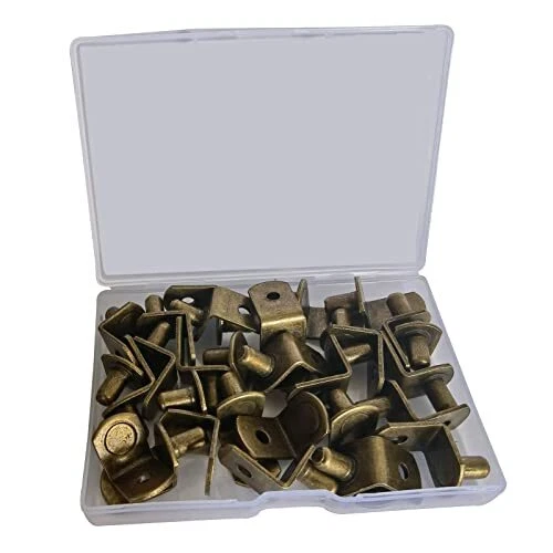 WISSXNA 30PCS 6mm1/4 Inch Shelf Support Pegs Pin KitBronze L-Shaped Metal Cab