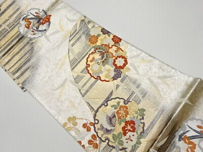 5930362: Japanese Kimono / Vintage Fukuro Obi / Woven Flower & Butterfly