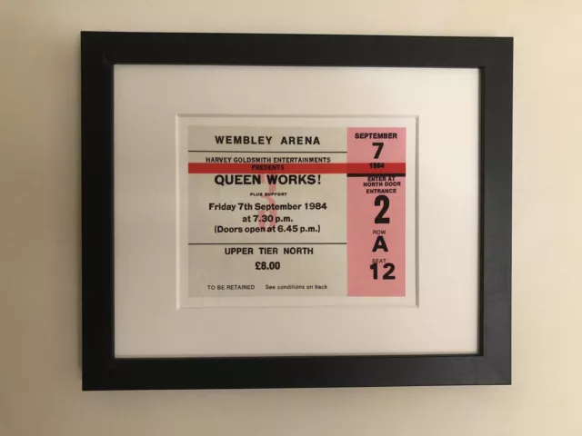 QUEEN  - 1984 “ Queen Works tour”  Wembley Arena framed ticket giclee print