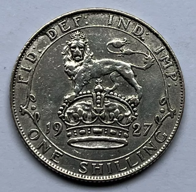 1927 George V English Shilling (50% Silver Content) - Very Good Condition