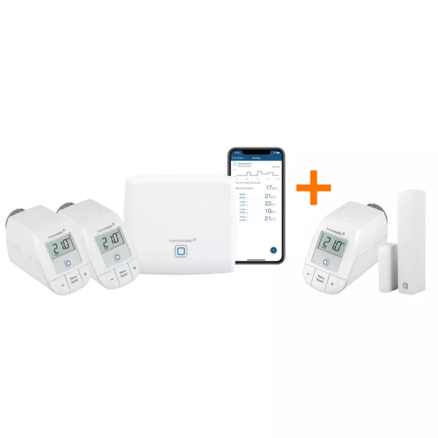 Homematic IP Starter Set Heizen Plus, Access Point, 3x Heizkörperthermostat, Fen