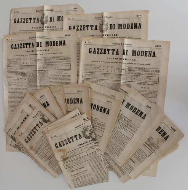 RISOGIMENTO 1859 GAZZETTA DI MODENA QUOTIDIANO MESE SETTEMBRE 30 numeri****