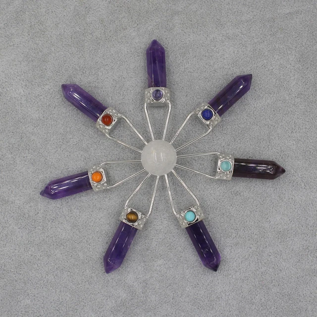 Natural Quartz Crystal Gemstone Energy Generator Point 7 Chakra Stones Healing