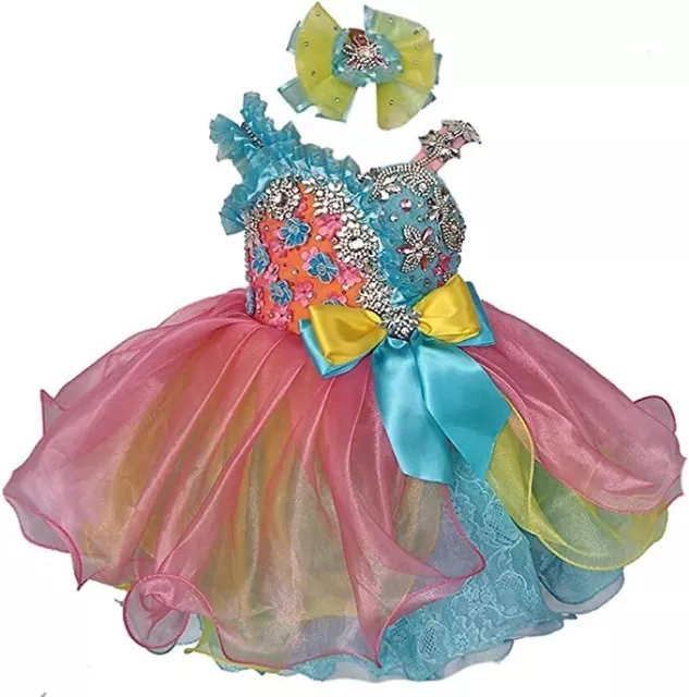 G272-4  Infant Toddler Baby Newborn Little Girl Pageant dress 18-24Months
