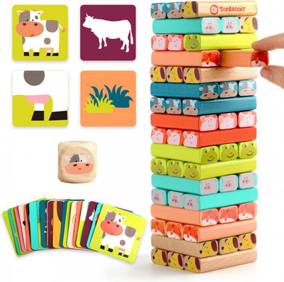 TOP BRIGHT Jouet des Enfants de Voiture Rampe de Course en Bois  avec 4 Mini Voitures pour garçon et Fille de 1 2 Ans 