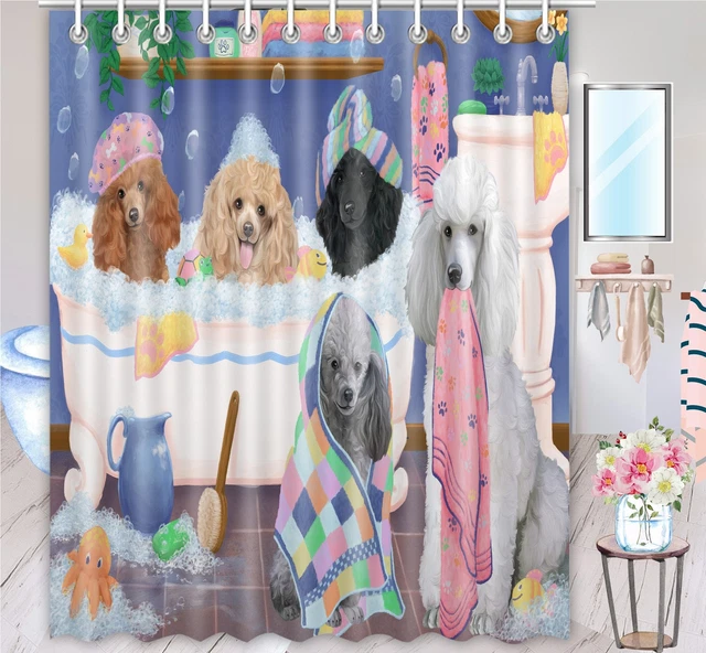 Halloween Poodle Dog Shower Curtain Bathtub Screens Personalized Hooks