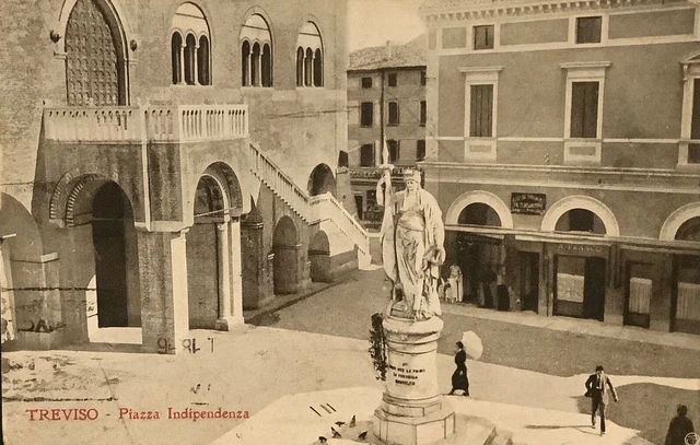 Treviso cartolina viaggiata 1918 raro timbro militare al retro