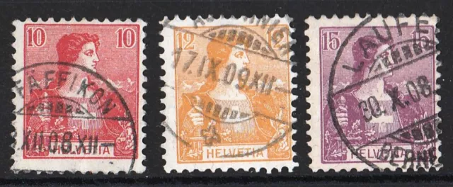 SCHWEIZ MiNr. 98/100 "Helvetia", gestempelt, Michel 28,--