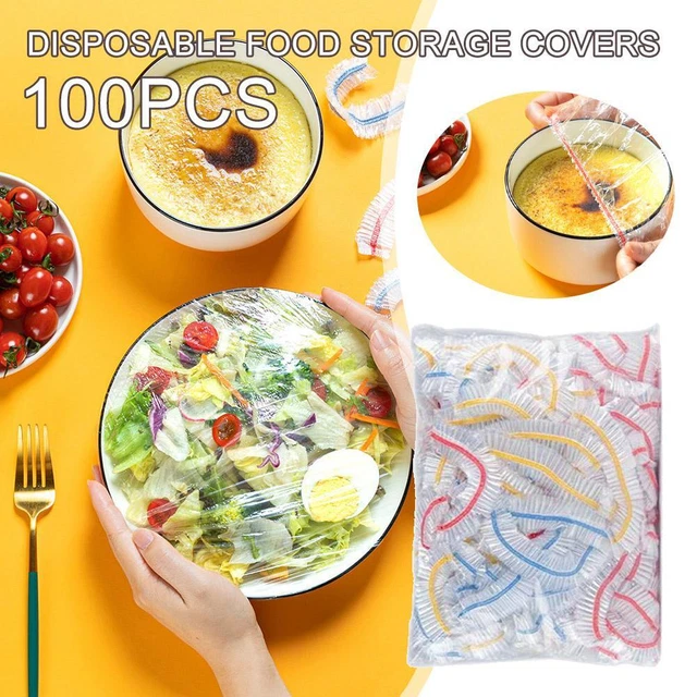 100 PCs Disposable Food Storage Covers Bowls Elastic Plate Fresh Keeping Bags.