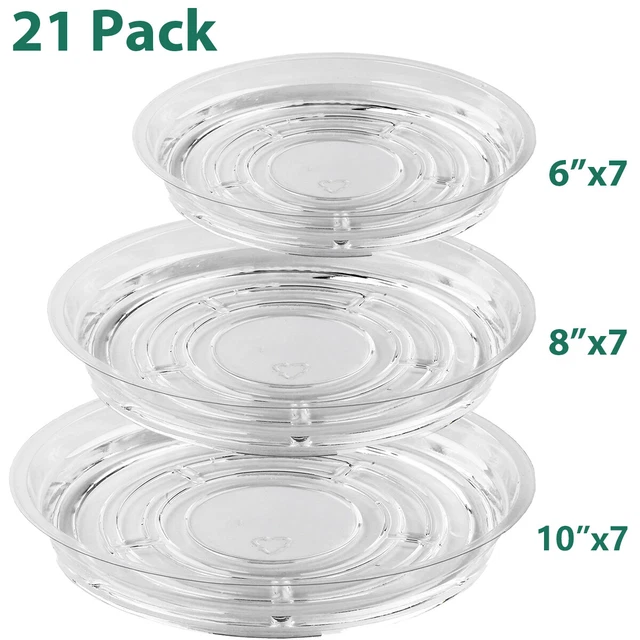 20 PCS CLEAR Plastic Plant Saucer Drip Trays Plate Dish 6"/ 8"/10"/12