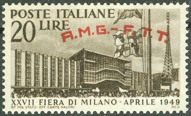 Italy AMG FTT Trieste Zone A 1949, 20L Black-Brown Fiera Milano Mi.# 63, MNH