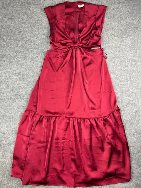 Jason Wu Red Side Cut-Out Maxi Dress Women's Medium Red Front Knot NWOT MSRP 400