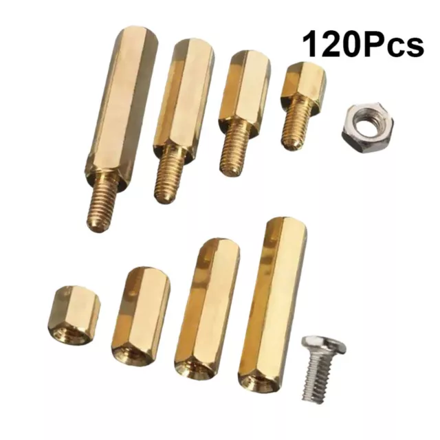 120 Pcs Copper Hexagon Support Brass Threaded Insert Inserts for Metal