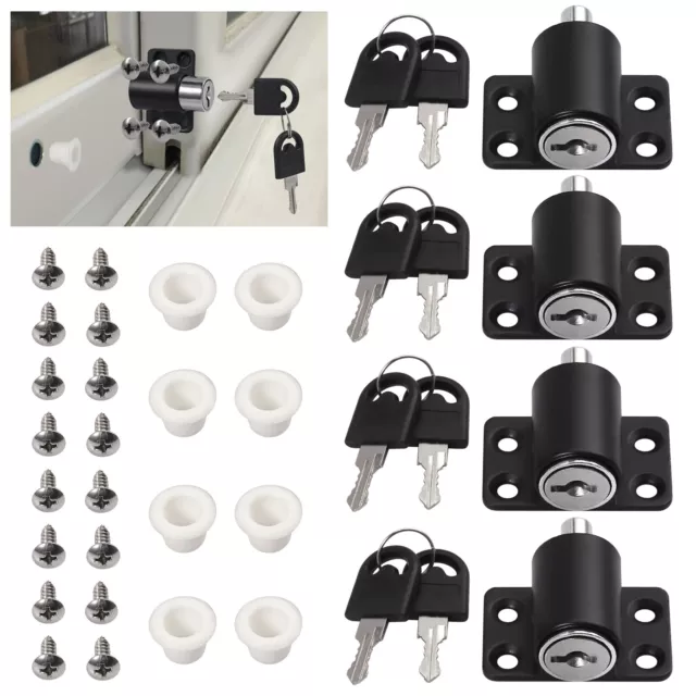 4Pcs Baby Child Safety Home Security Sliding Window Door Catch Push Lock Black