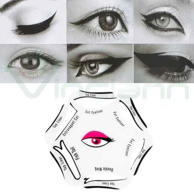 Stencil 6in1 guida eyeliner mascherina linea forma occhi palpebra trucco make up