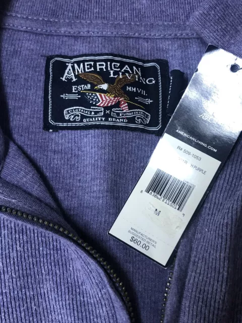 American Living Mens Heathered Purple 1/4 Zip Sweater Size M NWT 3