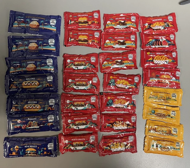 UNITED STATES OF Saucemerica Heinz ketchup, mustard and Mayo packets