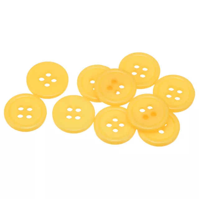 10pcs 24L Sewing Buttons 5/8" Resin Round Flat 4-Hole Craft Buttons, Yellow