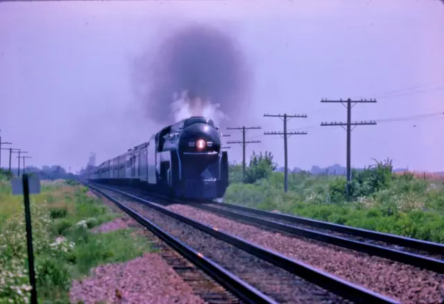 Original Slide Norfolk & Western Rr Class J 611 Cnw Run Malta Il 1983