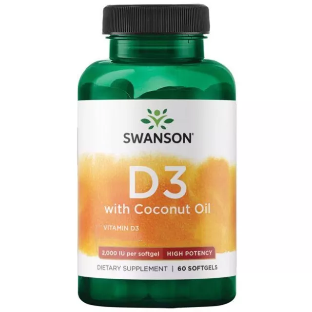 Swanson, Vitamin D3 with Coconut Oil - High Potency, 2,000IU (50 mcg), 60