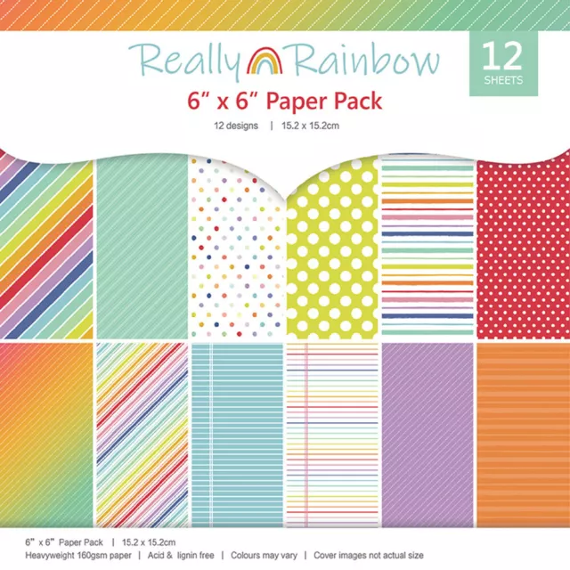 12Pcs 6"X6" Rainbow Patterned Paper Pad Scrapbooking Paper Handmade Craft Paper